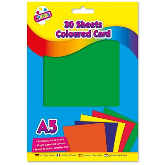 30 Coloured A5 Card Sheets