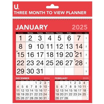 Three Month To View Planner Calendar 2025-2026 - Assorted