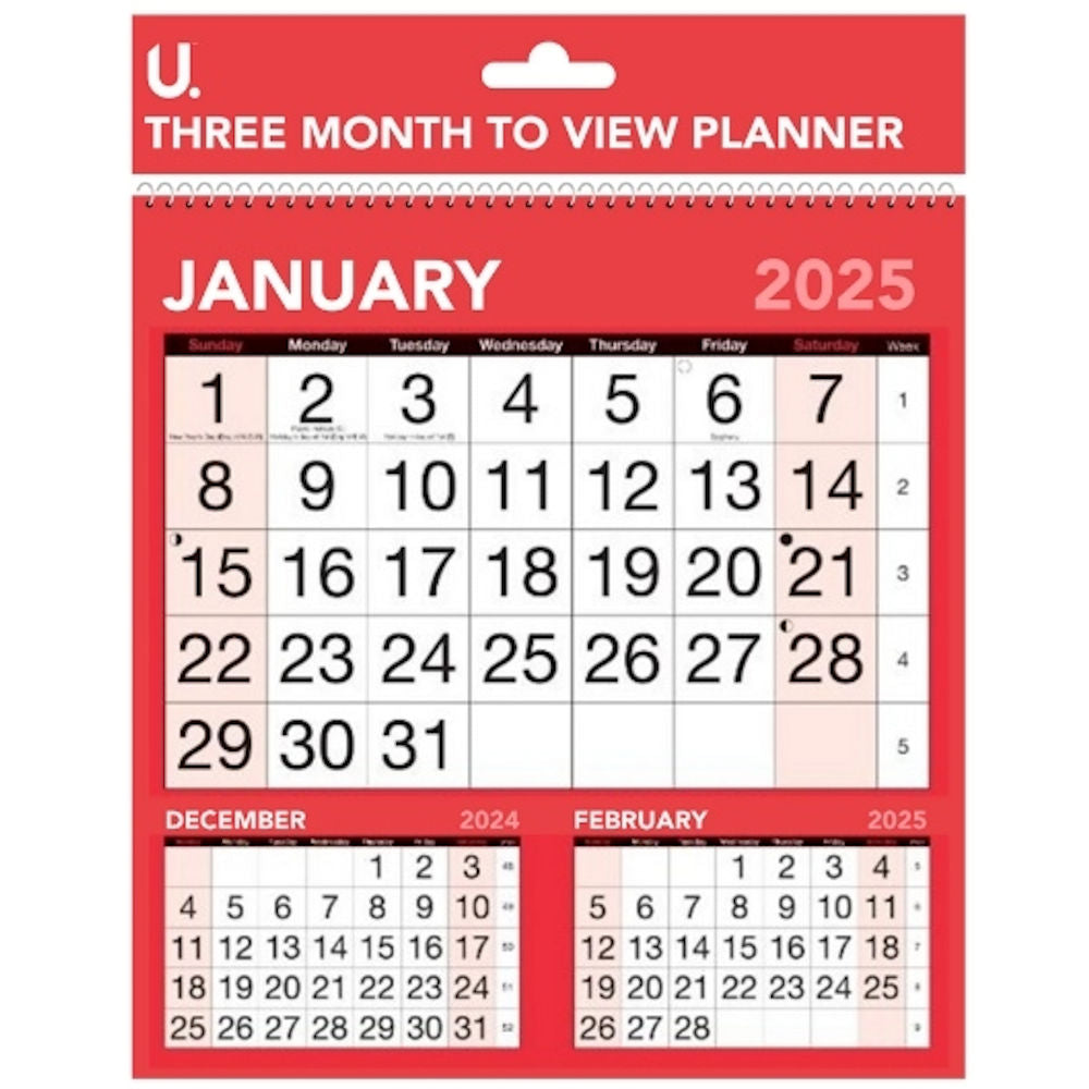 Three Month To View Planner Calendar 2025-2026 - Assorted Planner Organiser Schedule