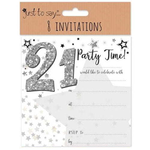 21st Invitation Cards - 8 Pack