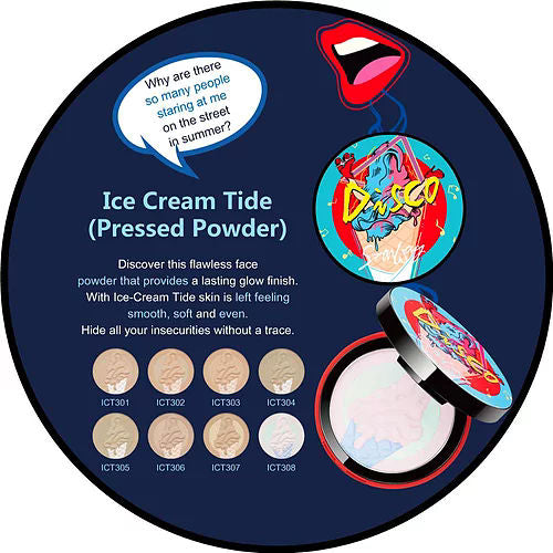 Starway Disco Ice Cream Pressed Powder - Cocoa Natural Face Makeup Cosmetics Beauty