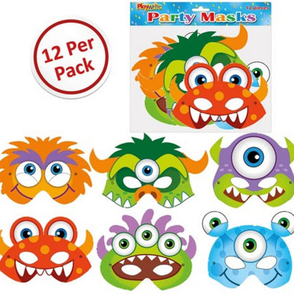 Cardboard Monster Masks - 12 Pack