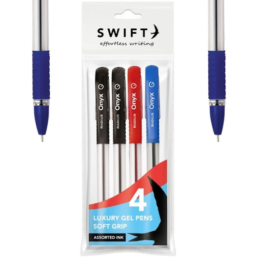 Soft Grip Assorted Luxury Gel Pens 4 Pack