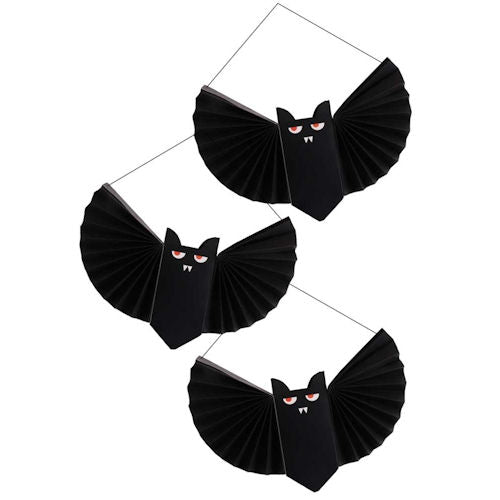 Halloween Paper Bat Decorations - 3 Pack Spooky Festive Holiday Decor Party Supplies Indoor Outdoor