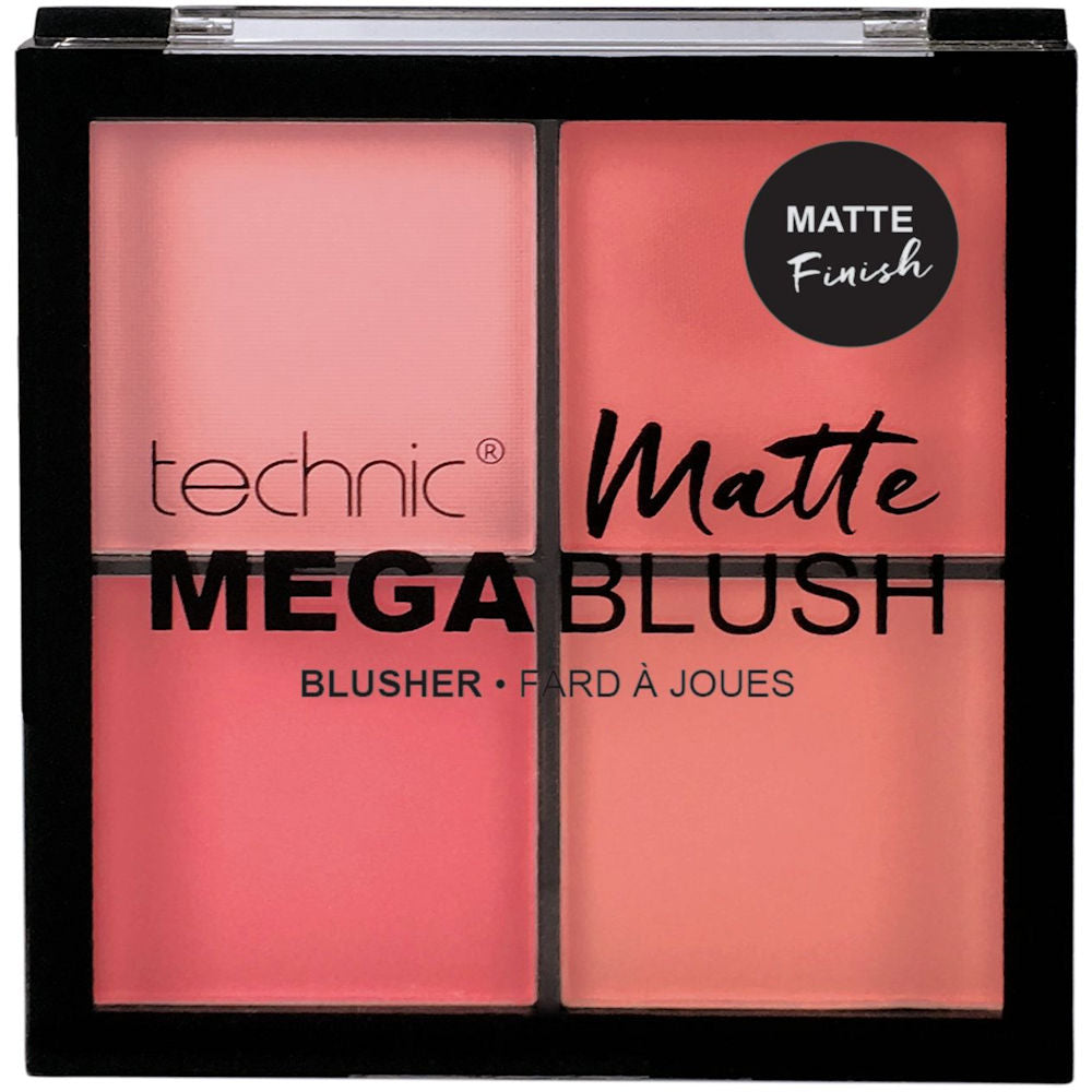 Technic Cosmetics Quad Mega Matte Blush Pressed Powder - Matte Finish Long-Lasting Buildable Coverage