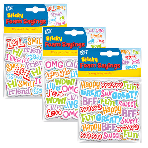 Sticky Foam Craft Sayings - Assorted