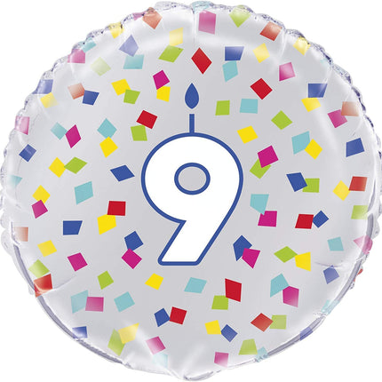 Number 9 Rainbow Birthday 18" Round Foil Balloon
