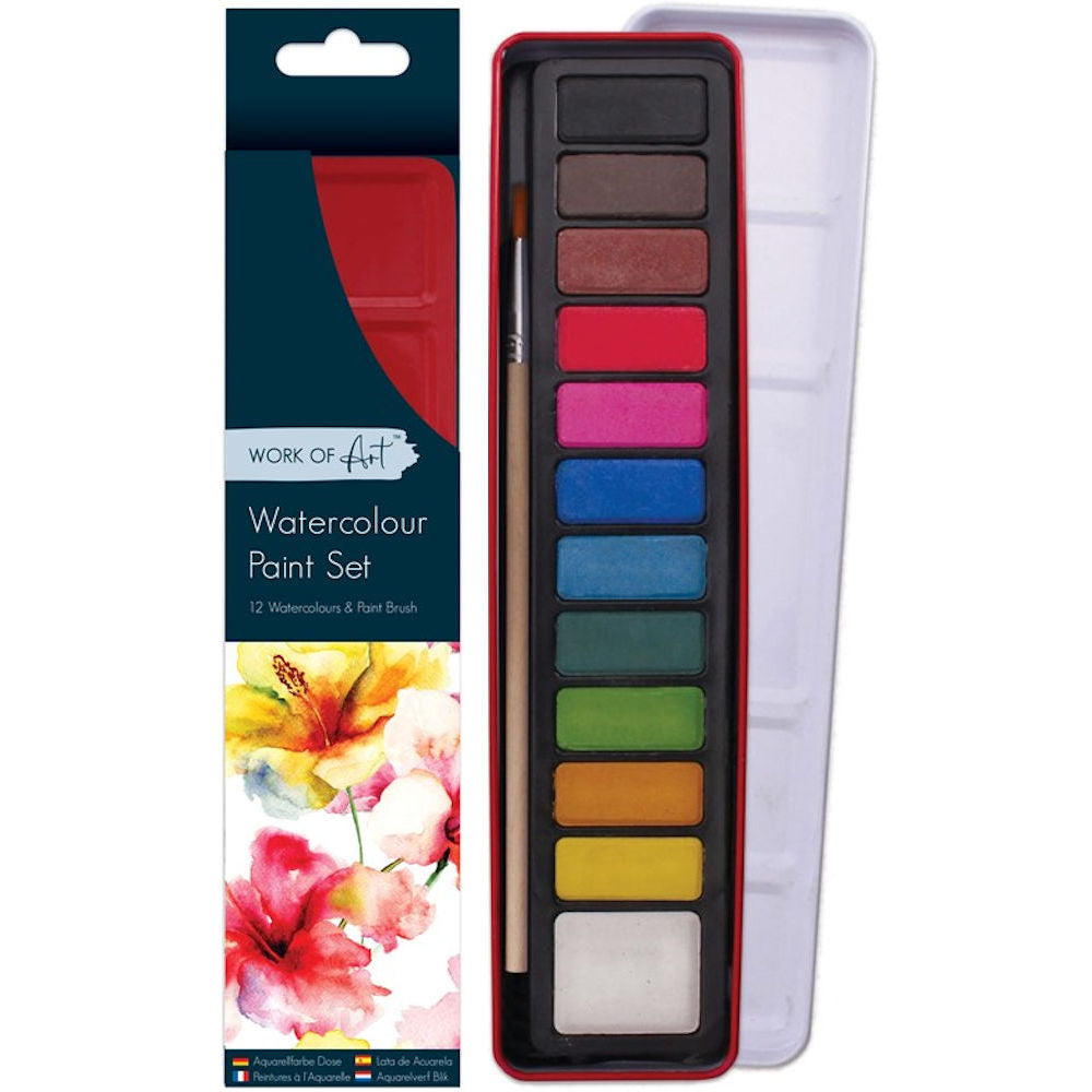 Water Colour Paint Pallet - 12 Colour Artist Set Art Supplies Kids Craft Creative Painting