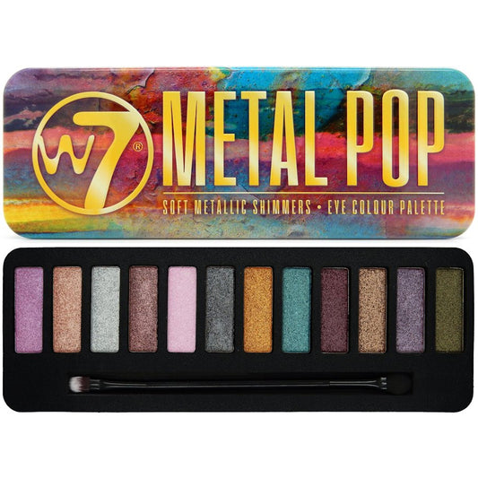 W7 Cosmetics 12 Colour Shimmer Eyeshadow Palette - Metal Pop