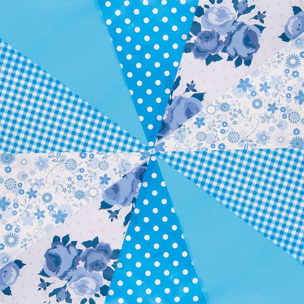 JA004 Blue Vintage 10m Triangle Bunting