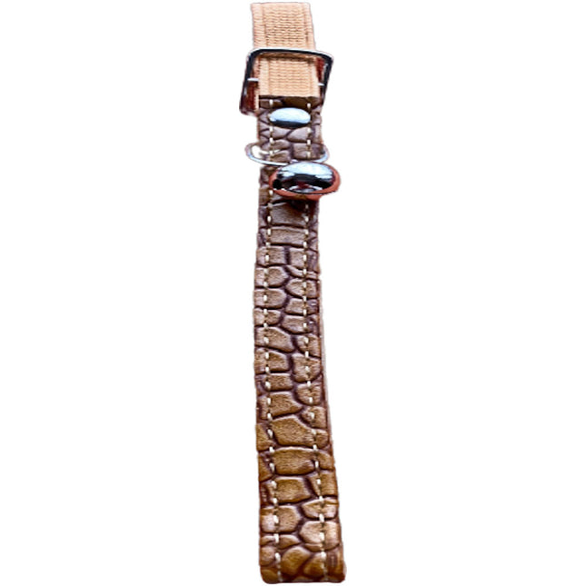 Elastic Cat Collar Leather Look - Light Brown