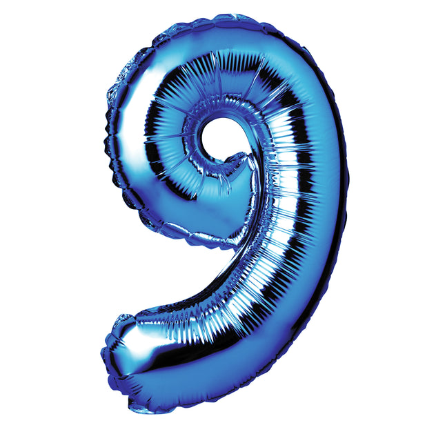 Large Blue Foil "Number 9" Balloon – 34 Inch