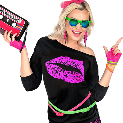 Fingerless Fishnet Gloves - Neon Pink