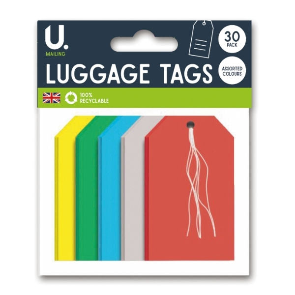 Coloured Luggage Tags - Pack of 30
