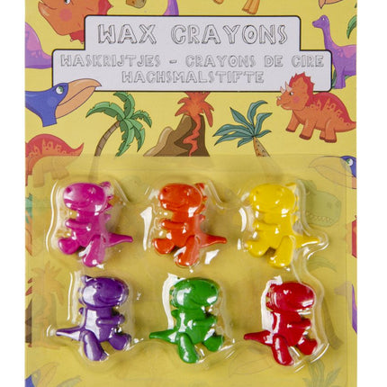 Dinosaur Shaped Wax Crayons - 6 Pack