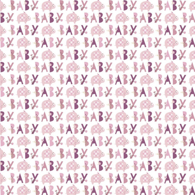 Pink Elephant Gift Wrap Roll - 30" x 5ft
