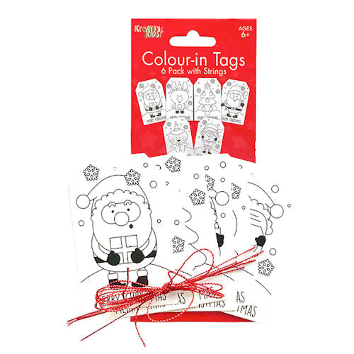Colour In Christmas Tags & Strings - 6 Pack