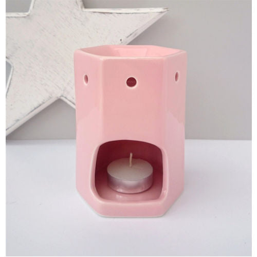 Hexagonal Ceramic Wax Burner Melter - Pink
