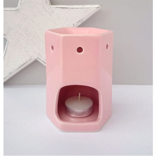 Pink Hexagonal Ceramic Wax Burner Melter
