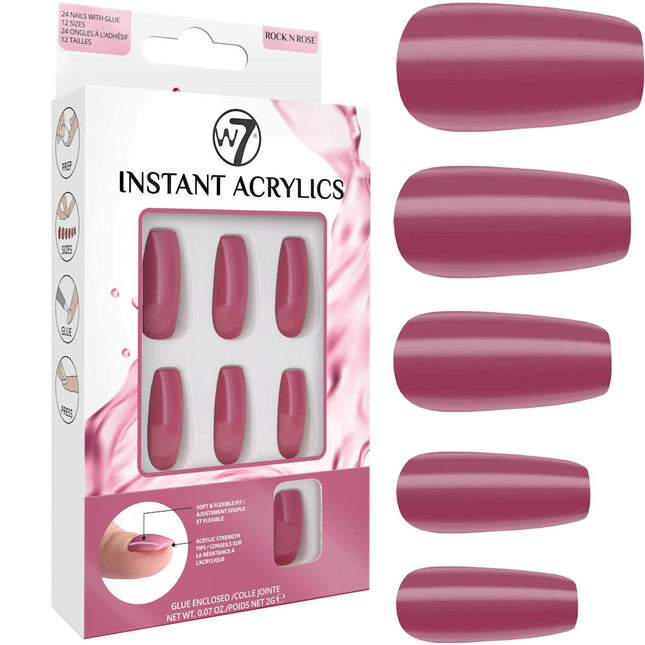 W7 Cosmetics Glamorous False Nails - Rock N Rose