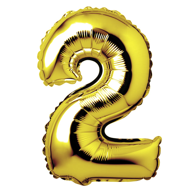 Large Gold Foil "Number 2" Balloon – 34 Inch