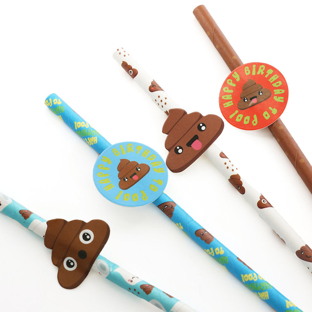 20 Emoji Poo Paper Straws