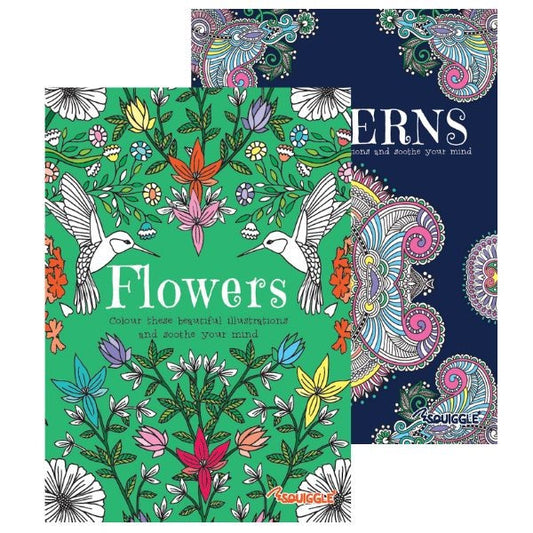 A4 Flowers & Patterns Adult Colouring Book - Assorted