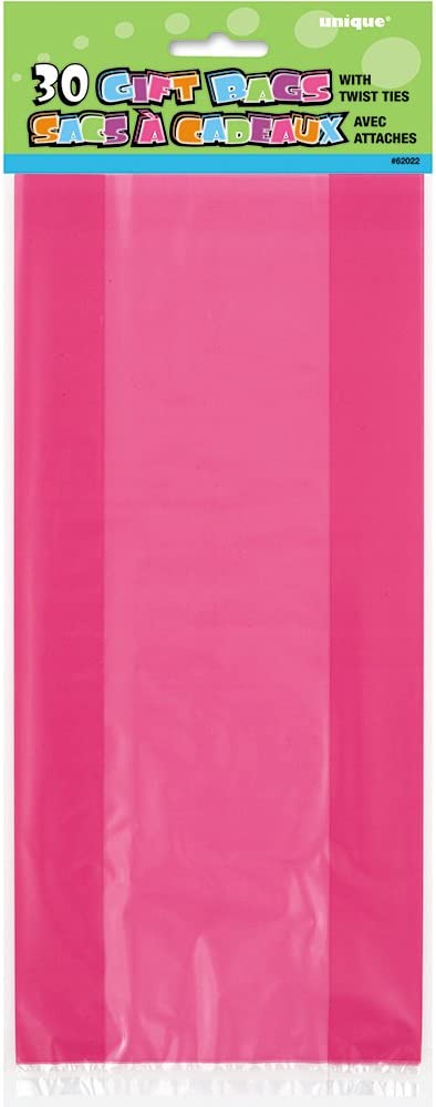 Hot Pink Cellophane Gift Bags - 30 Pack