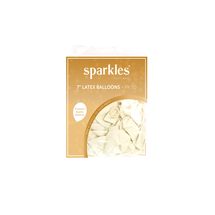 Pearlised Ivory 7" Latex Balloons – 50 Pack