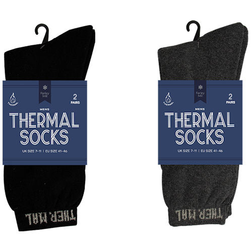 Men's Thermal Socks Size 7-11 - 2 Pair Pack Extra Warmth Comfort Assorted Colours