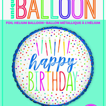 Happy Birthday Candle 18" Round Foil Balloon