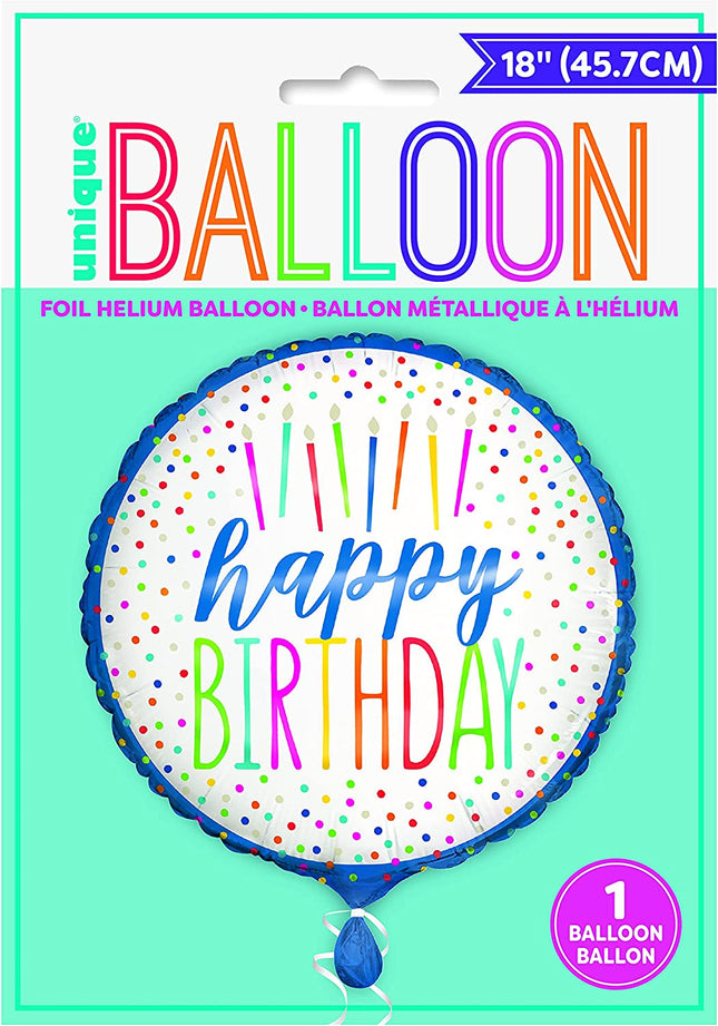 Happy Birthday Candle 18" Round Foil Balloon