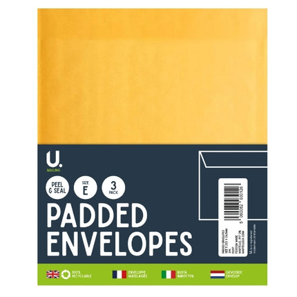 3 Size E Padded Envelopes