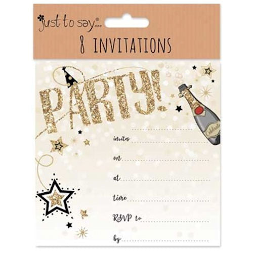 Party Invitation Cards - 8 Pack Milestone Celebration Party Invite Elegant Decorative Design