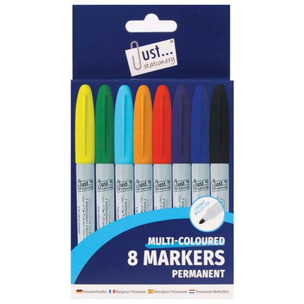 8 Multicoloured Permanent Marker Pens