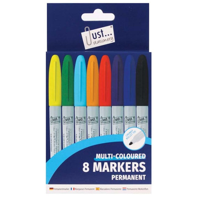 8 Multicoloured Permanent Marker Pens