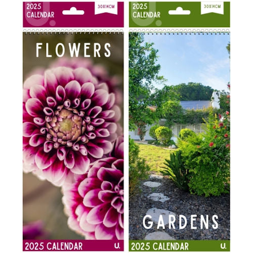 2025 Slim Postal Calendar – Flowers & Gardens Assorted Designs | Stunning Botanical Photography | Compact & Perfect for Home or Office