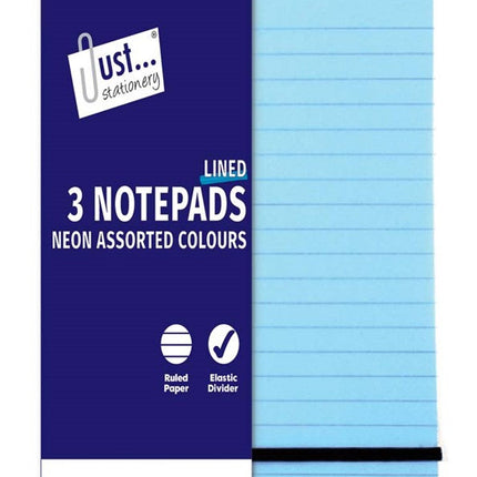 3 Lined Neon Cover 100mm x 150mm Notepads