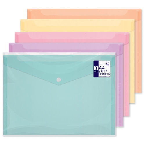 A4 Pastel Carry Folders - 10 Pack