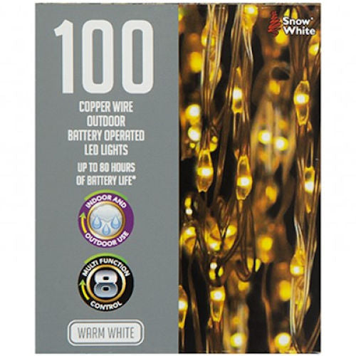 Outdoor Copper Wire Lights 100 Pack - Warm White LED