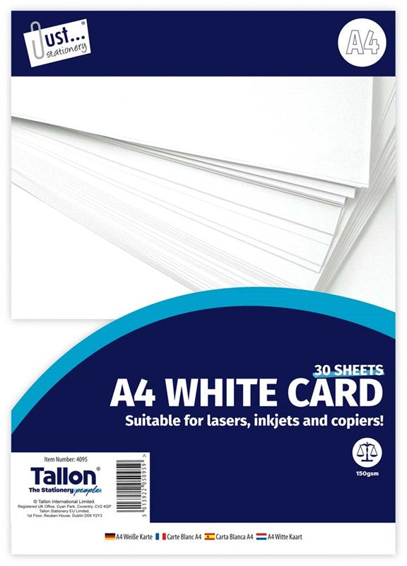 30 White A4 Card Sheets