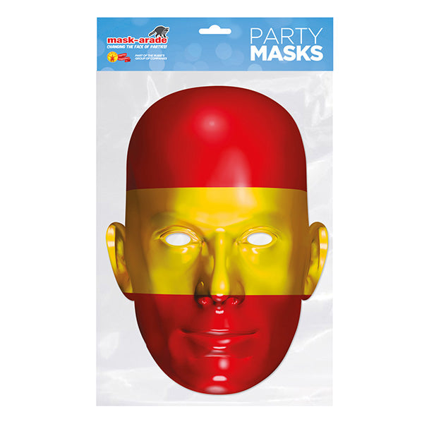 Spain Flag Party Mask – Full Face Cardboard Mask Eye Cut-Outs Parties