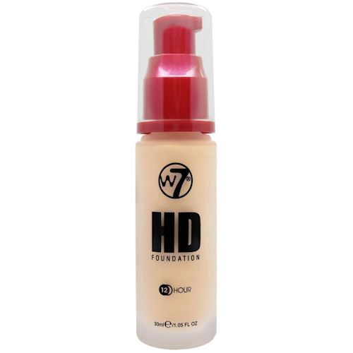 W7 Cosmetics HD Foundation Ivory - Liquid Pump Face Buildable Smooth Application