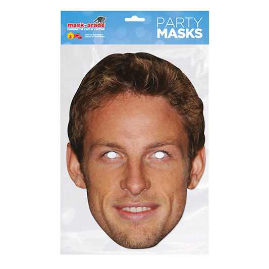 Jenson Button Party Mask – Full Face Cardboard Mask Eye Cut-Outs Parties