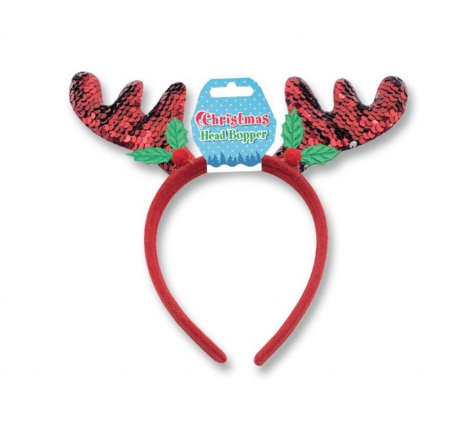 Red Sequin Antler Headband