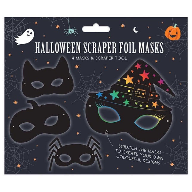 Halloween Scratch Art Masks - 4 Pack