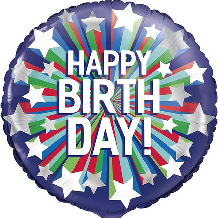 Happy Birthday Shooting Star 18" Round Foil Balloon