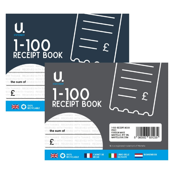 Receipt Book 1-100 - Assorted Sequentially Numbered Receipts Recording Transactions Assorted