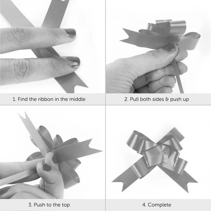 Silver Pull Bows – 20 Pack 6cm