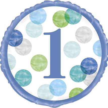 Blue 1st Birthday 18" Round Foil Balloon